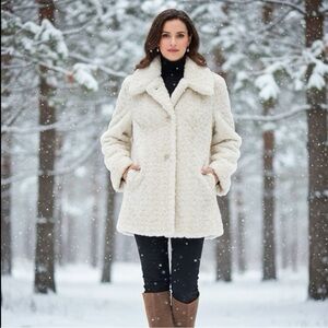 Alfani Fuzzy Floral Winter Coat